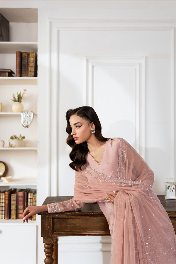 Azzal | Mishri Formals | Parisa Custom Size Pastel Pink Organza