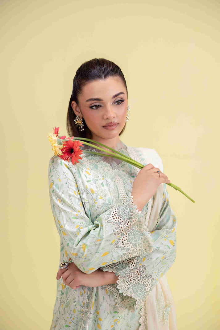 Aabyaan | Eid Pret 25 | AVEN AP-01 M Pastel Mint Dobby Lawn