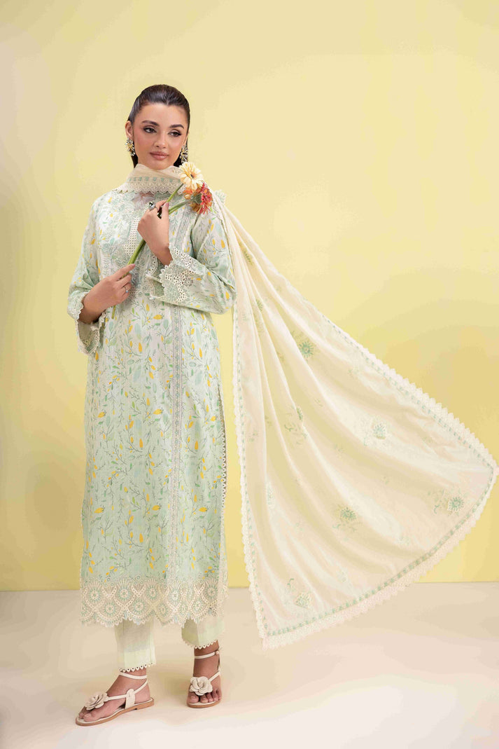 Aabyaan | Eid Pret 25 | AVEN AP-01 L Pastel Mint Dobby Lawn