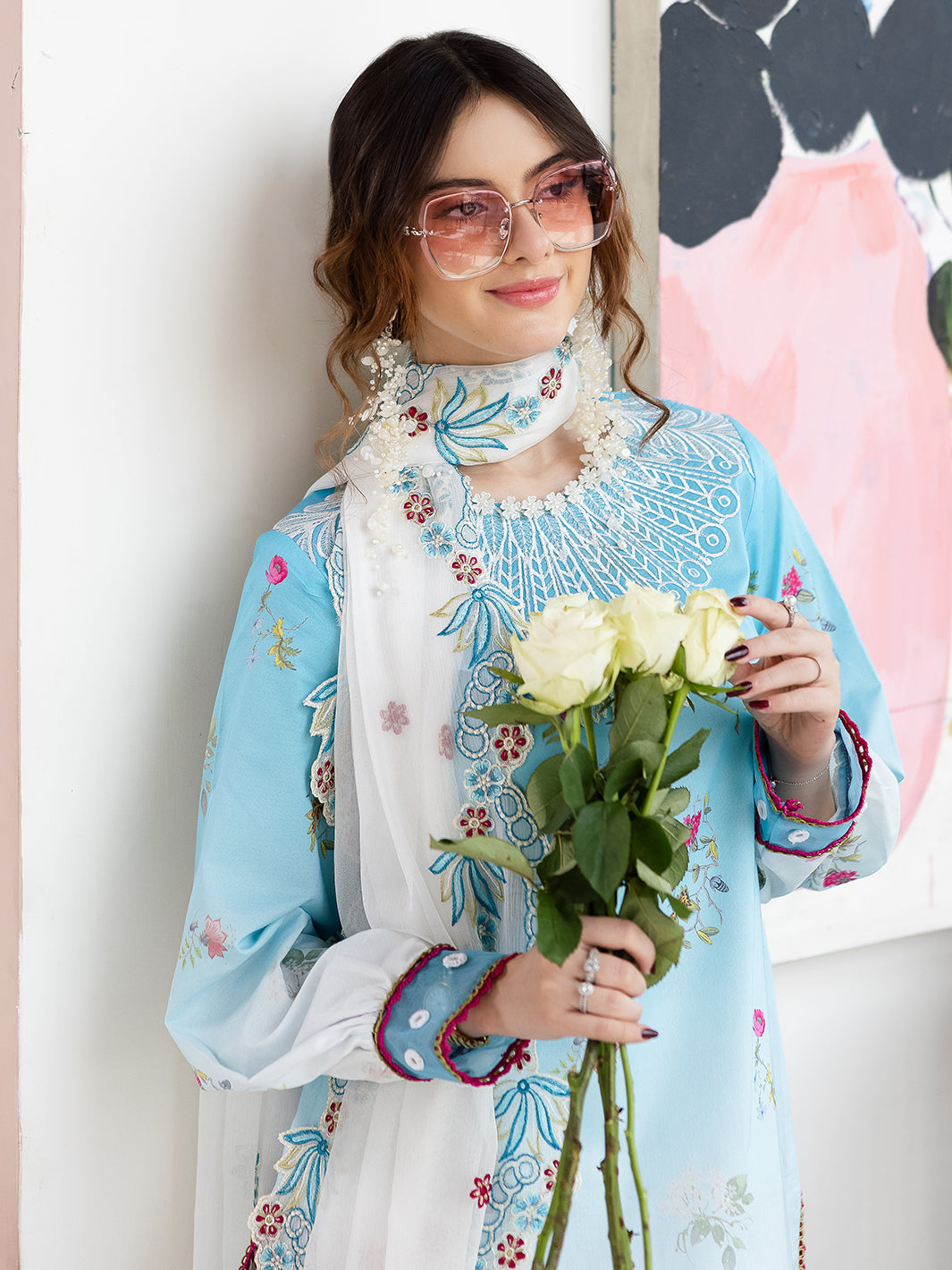 Mahnur | After Hours Luxury Lawn 25 | Pastel Pop L Pastel Blue Lawn