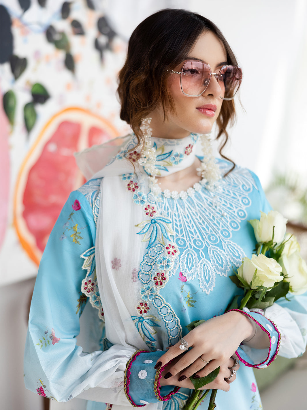 Mahnur | After Hours Luxury Lawn 25 | Pastel Pop M Pastel Blue Lawn