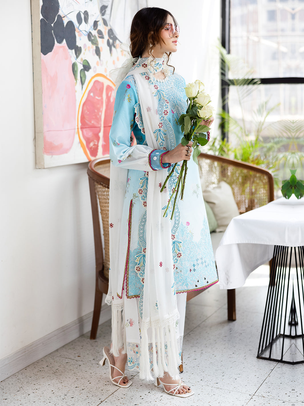 Mahnur | After Hours Luxury Lawn 25 | Pastel Pop Custom Size Pastel Blue Lawn