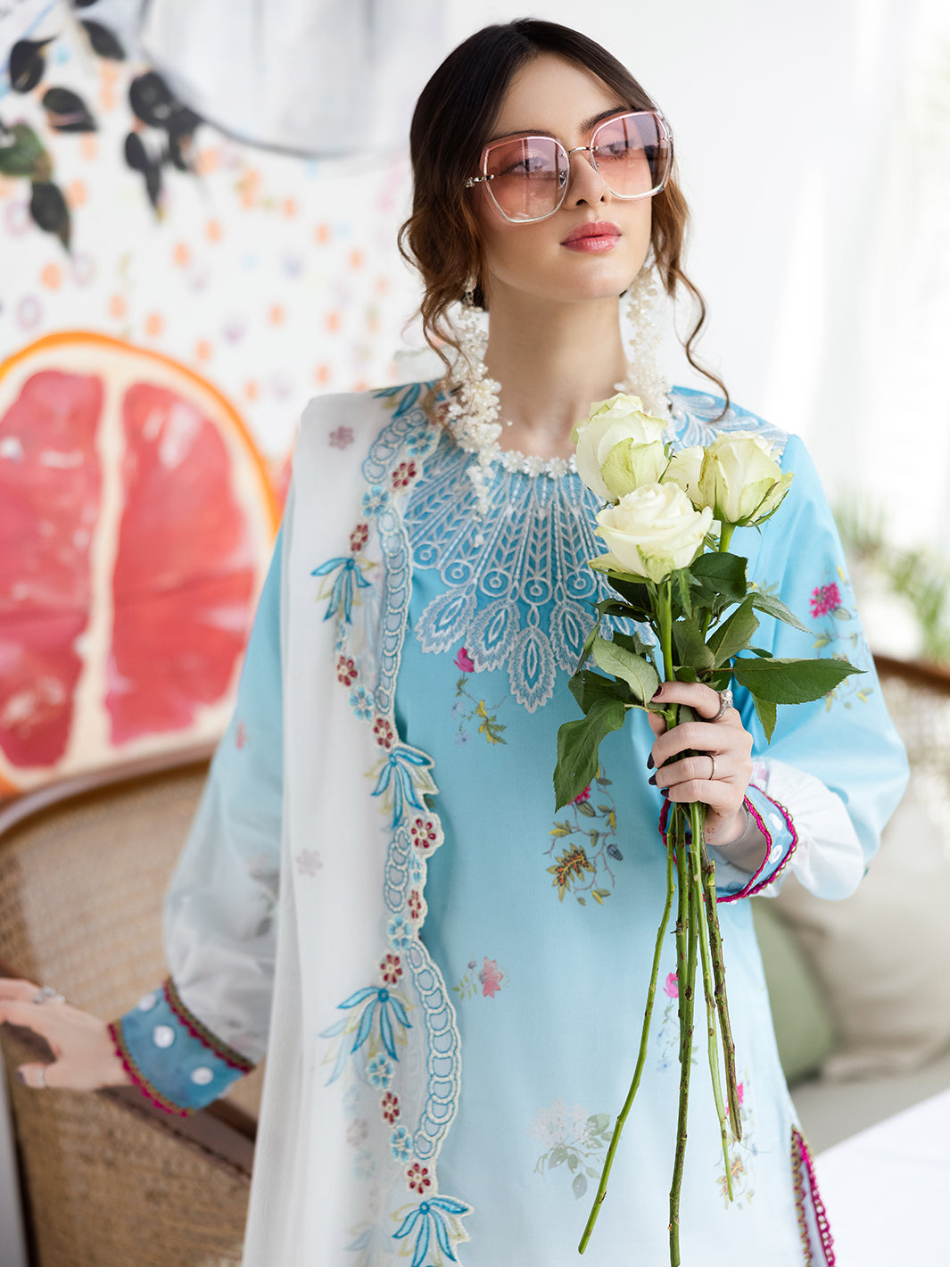 Mahnur | After Hours Luxury Lawn 25 | Pastel Pop XL Pastel Blue Lawn