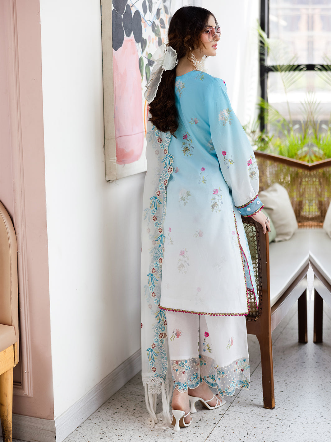 Mahnur | After Hours Luxury Lawn 25 | Pastel Pop XS Pastel Blue Lawn