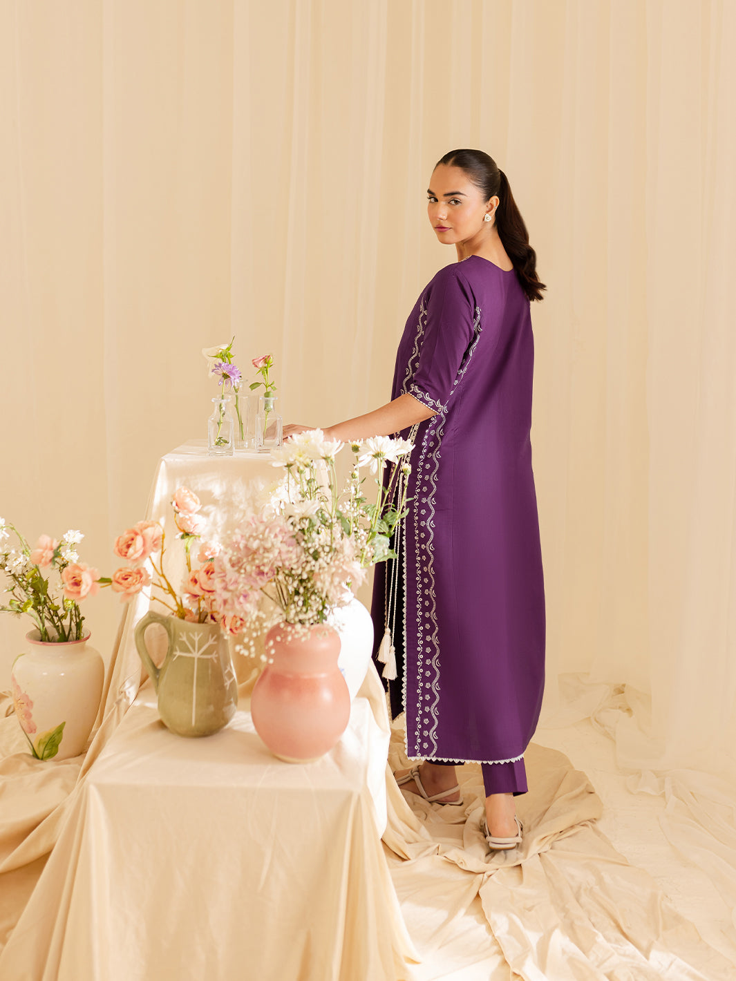 Mahnur | Petal Whispers Lawn Pret | Petalina XL Dark Purple Lawn