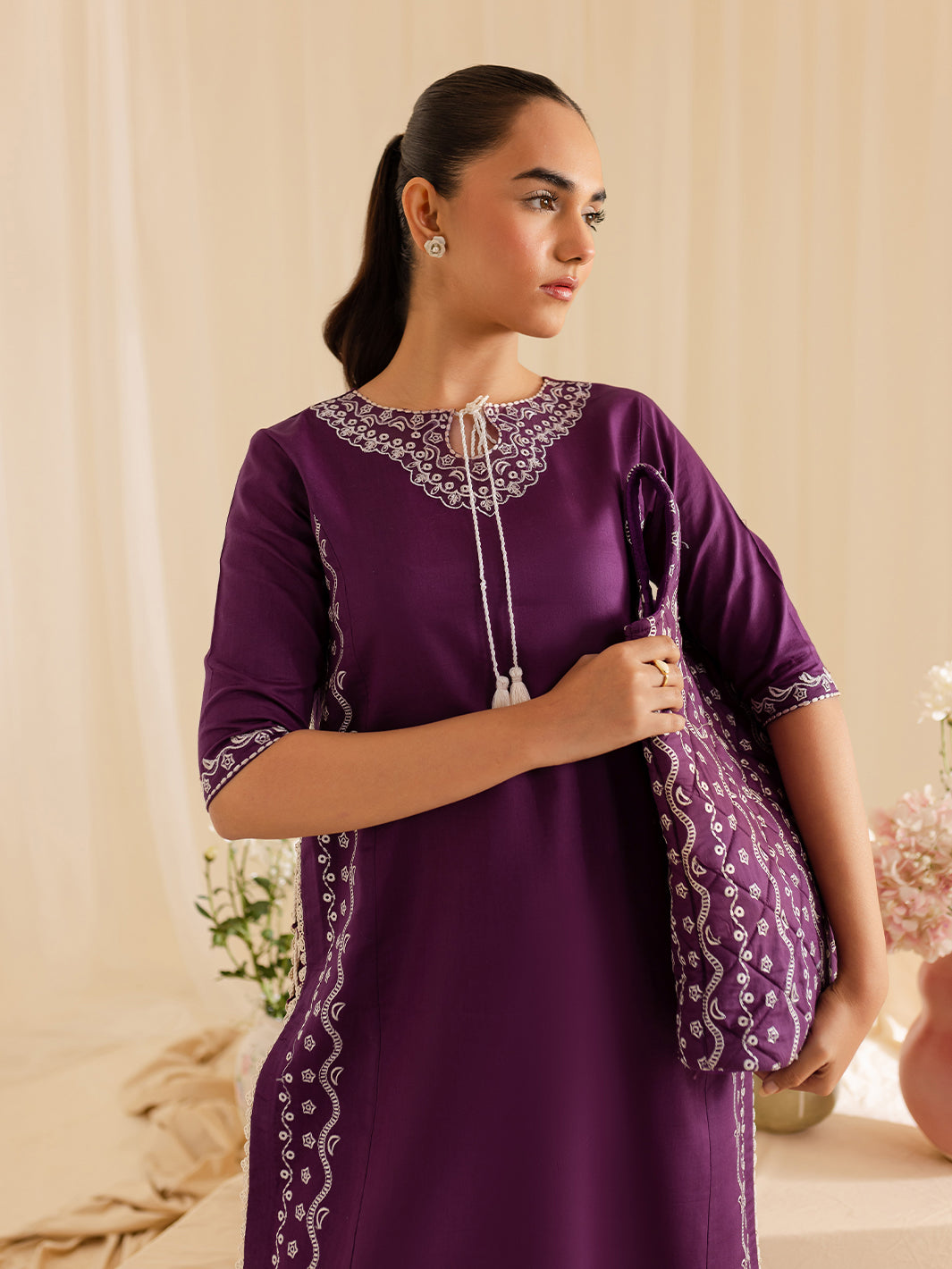 Mahnur | Petal Whispers Lawn Pret | Petalina L Dark Purple Lawn