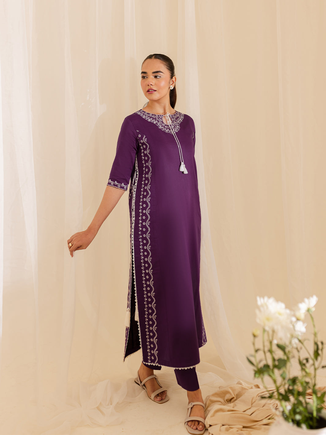 Mahnur | Petal Whispers Lawn Pret | Petalina M Dark Purple Lawn
