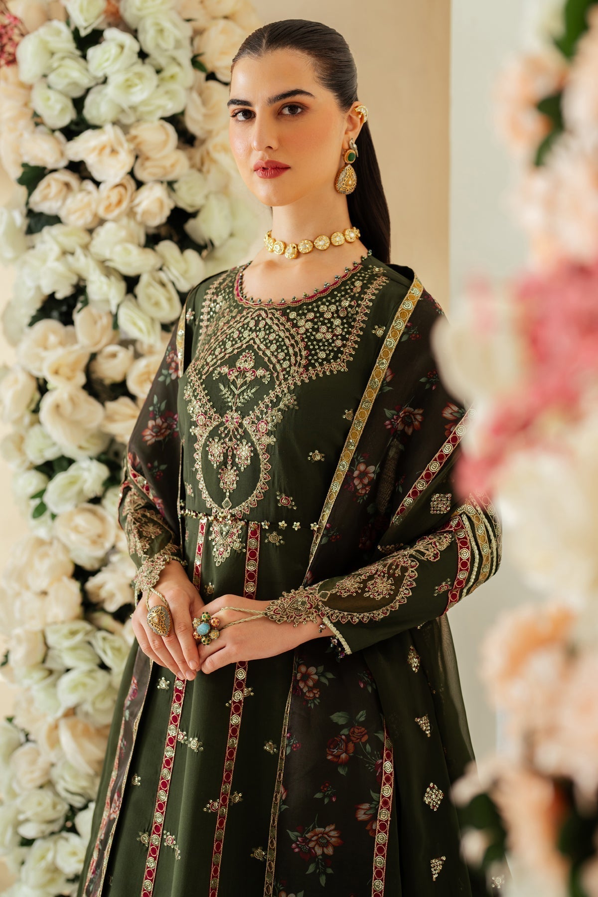 Alizeh | Luxury Raw Silk | AF-RS-03-PINE XL Olive Green Raw Silk