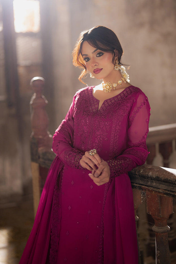 Azure | Ensembles Embroidered Formals | Plum Reverie XS Magenta Chiffon