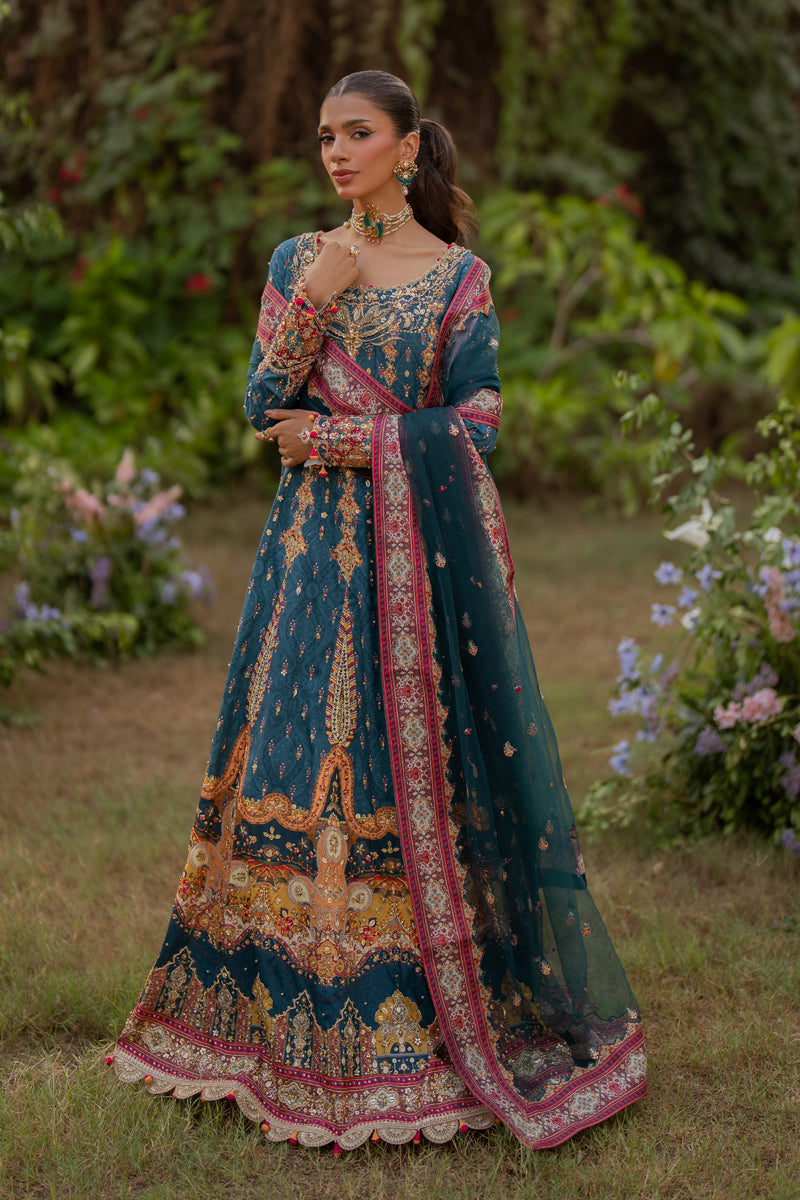Qalamkar | Luxe Silk | UA-09 TINA XS Teal Blue Silk
