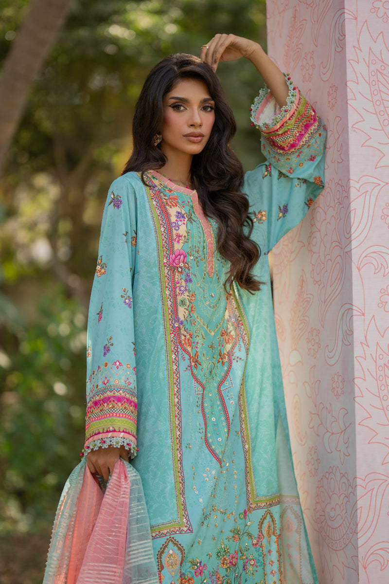 Qalamkar | Luxe Silk | UA-06 SARA XS Light Blue Silk