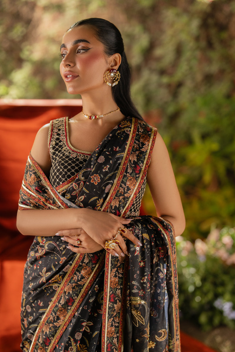 Qalamkar | Luxe Silk | UA-04 AVA M Black Silk