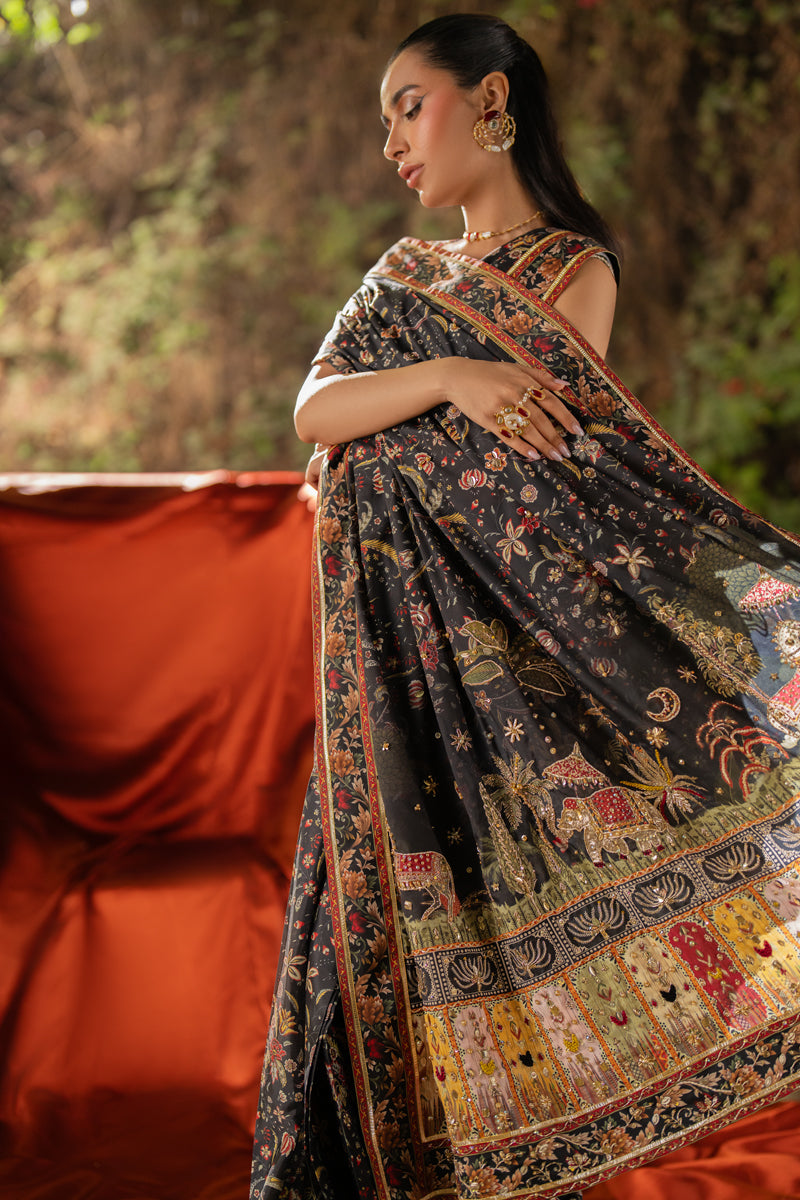 Qalamkar | Luxe Silk | UA-04 AVA L Black Silk