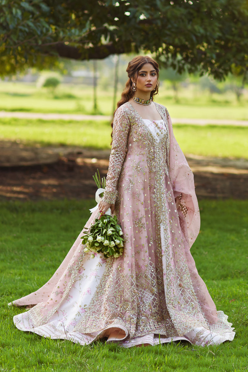 Qalamkar | Shadmani Luxury Formals | Saira SH-08 XS Organza Pale Pink