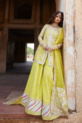 Qalamkar | Shadmani Luxury Formals | Dania SH-05 L Maize Yellow Cotton Net