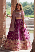 Qalamkar | Shadmani Luxury Formals | Alya SH-04 XS Plum Raw Silk