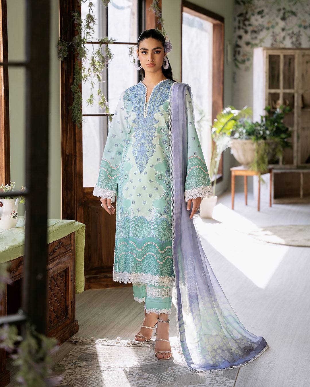 Roheenaz | Flora Printed Lawn | Elysium - Pakistani Designer Dress - by Roheenaz | Type: Luxury - 100% Original at Saira Sultan