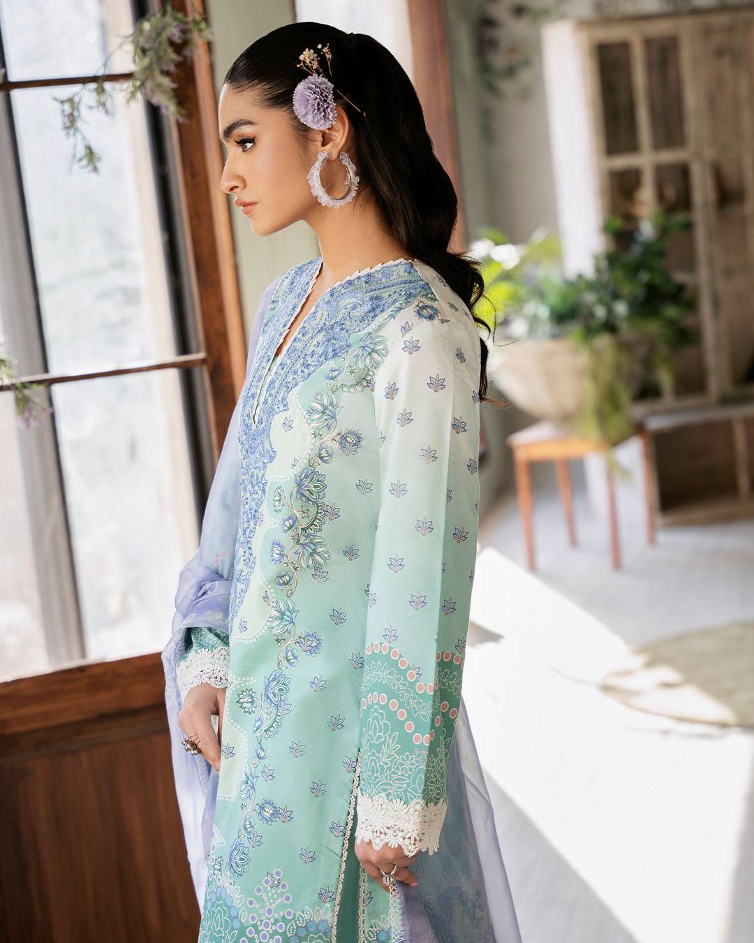 Roheenaz | Flora Printed Lawn | Elysium - Pakistani Designer Dress - by Roheenaz | Type: Luxury - 100% Original at Saira Sultan