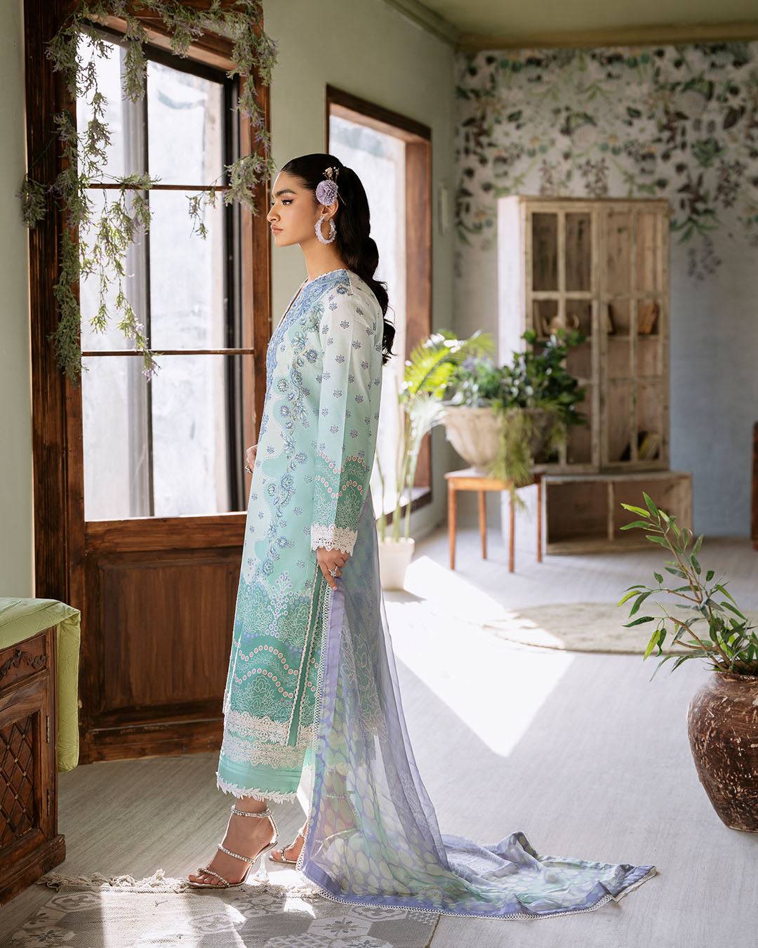 Roheenaz | Flora Printed Lawn | Elysium - Pakistani Designer Dress - by Roheenaz | Type: Luxury - 100% Original at Saira Sultan