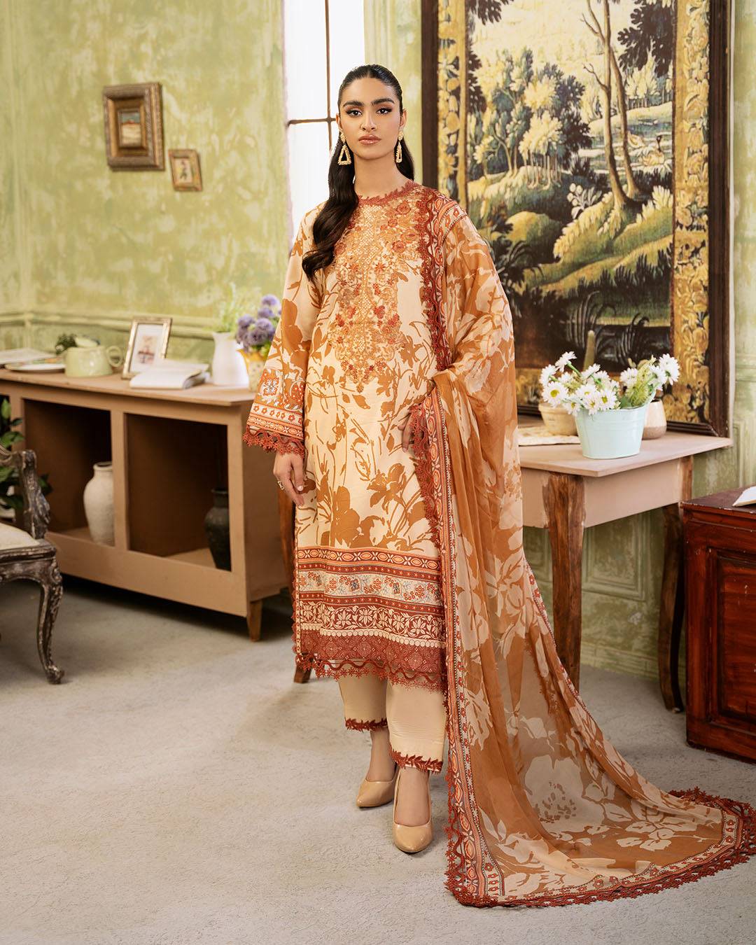 Roheenaz | Flora Printed Lawn | Harmonia - Pakistani Designer Dress - by Roheenaz | Type: Luxury - 100% Original at Saira Sultan