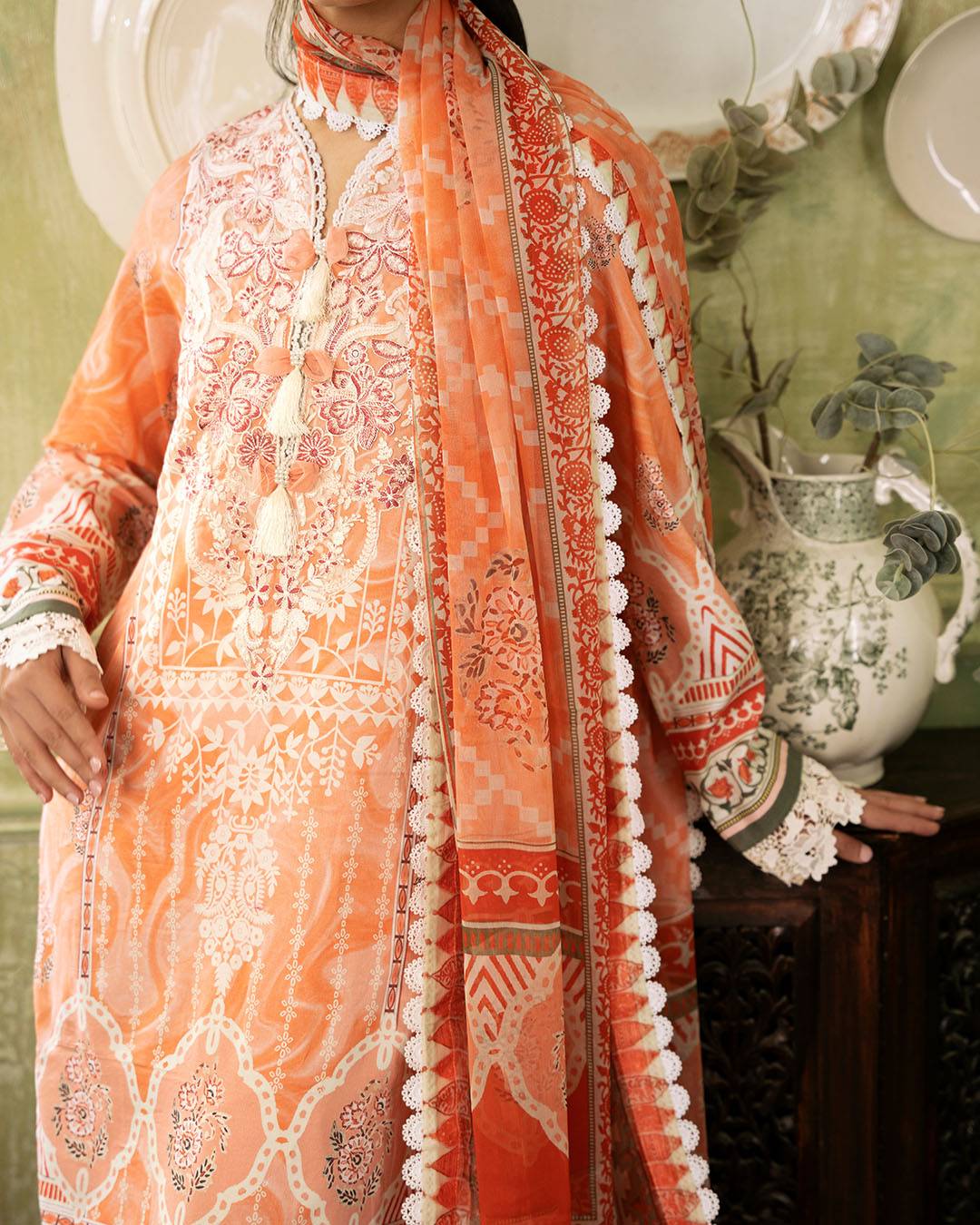 Roheenaz | Flora Printed Lawn | Cascade - Pakistani Designer Dress - by Roheenaz | Type: Luxury - 100% Original at Saira Sultan