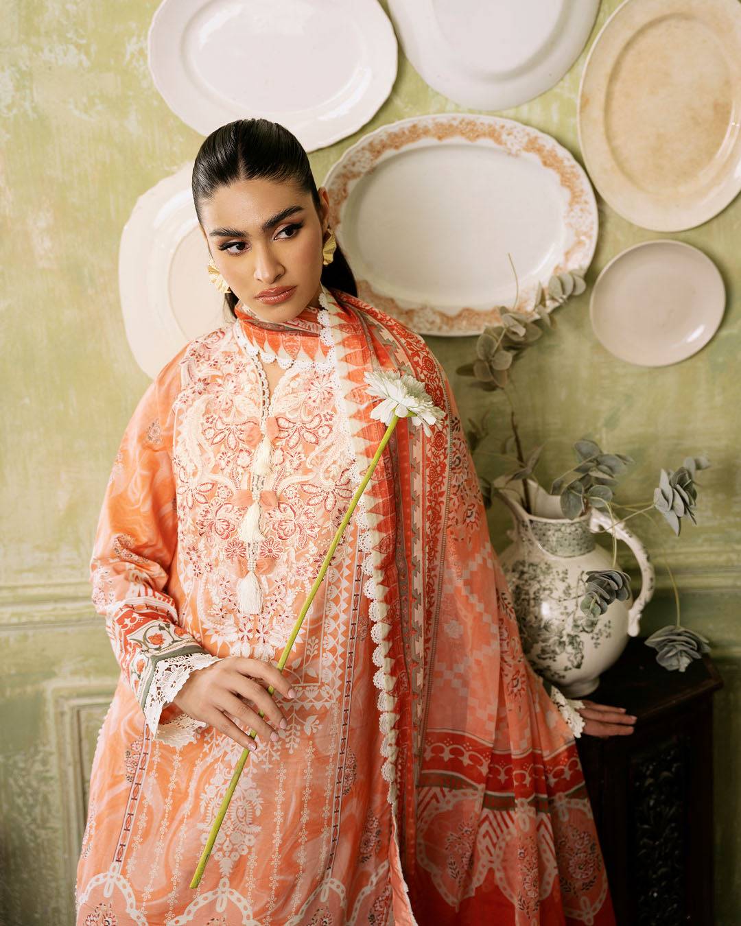 Roheenaz | Flora Printed Lawn | Cascade - Pakistani Designer Dress - by Roheenaz | Type: Luxury - 100% Original at Saira Sultan