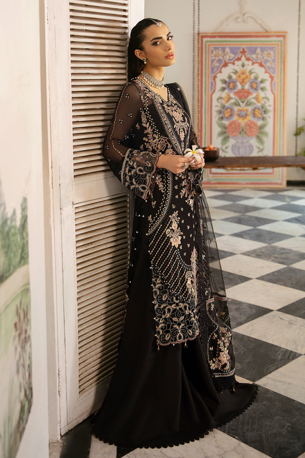 Ramsha | Dastak Luxury Chiffon Collection | Q-106 XL Black Chiffon
