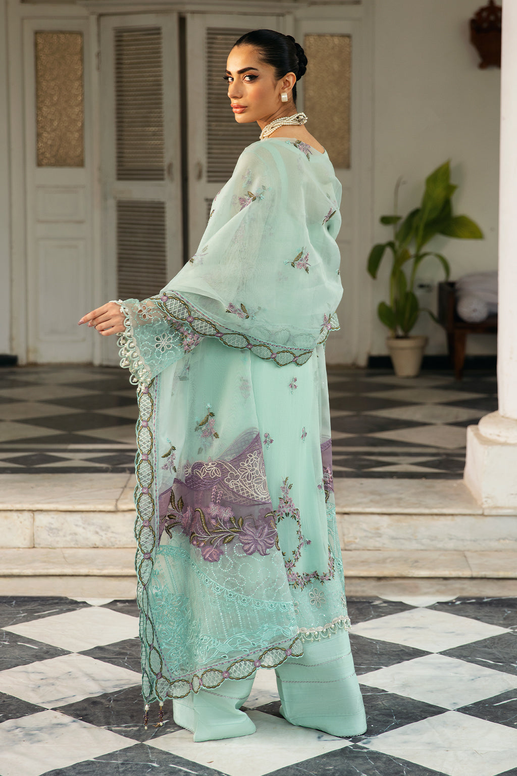 Ramsha | Dastak Luxury Chiffon Collection | Q-102 XS Ice Blue Chiffon