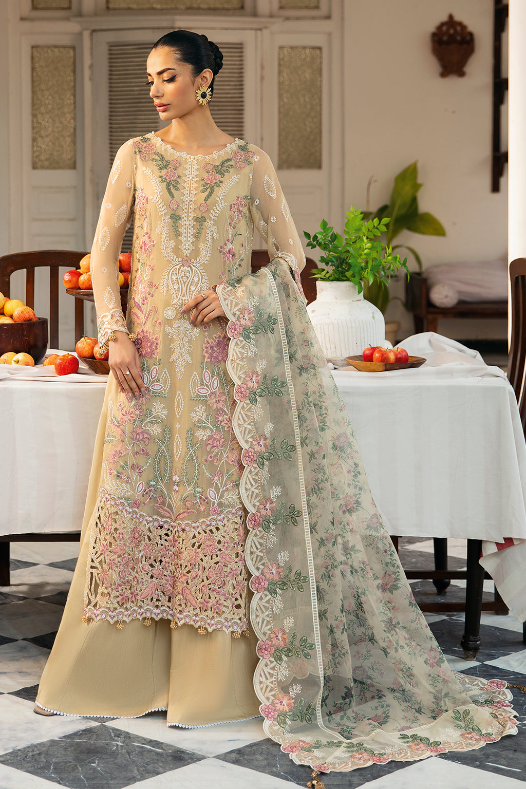 Ramsha | Dastak Luxury Chiffon Collection | Q-105 XS Beige Chiffon