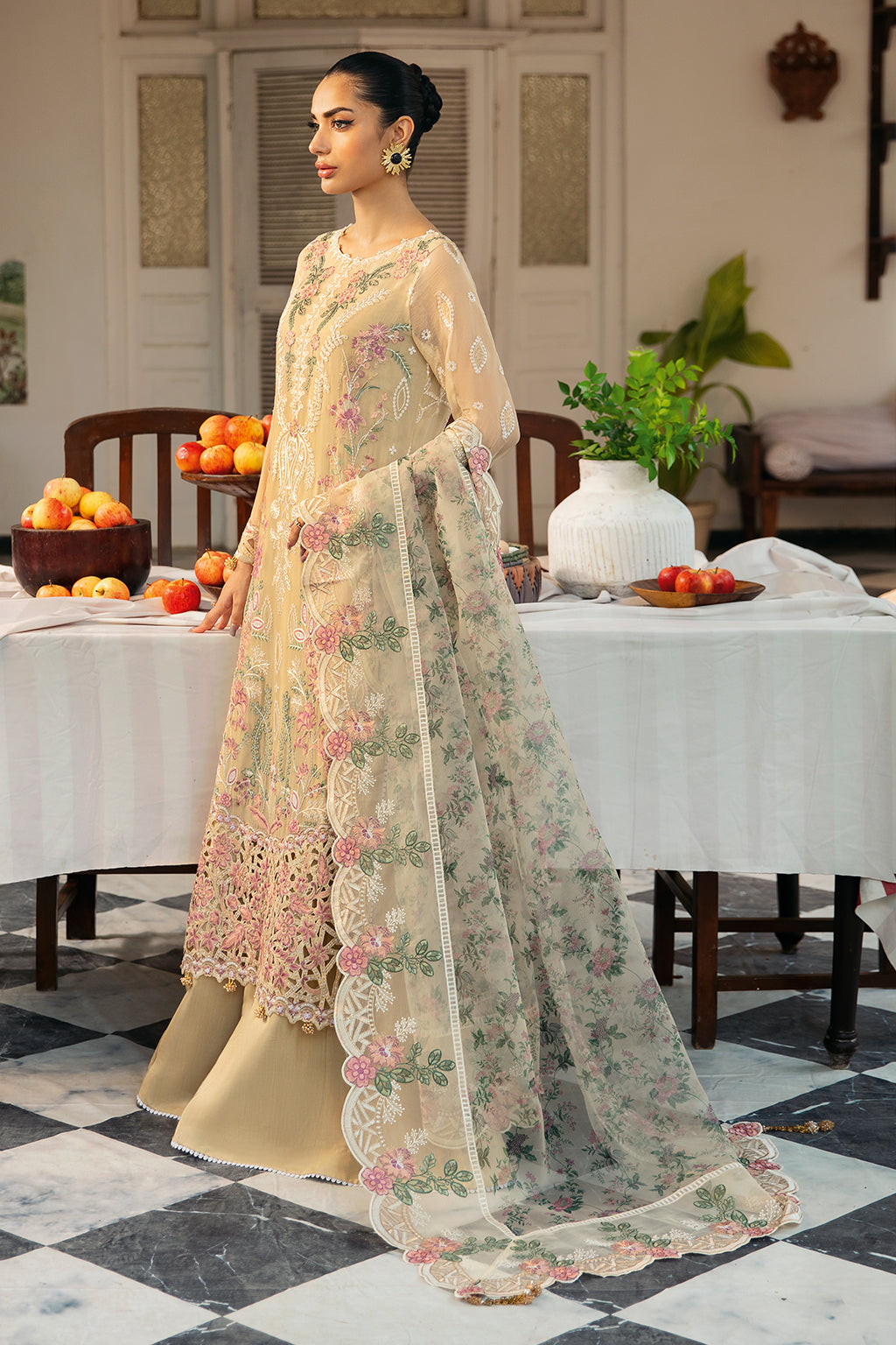 Ramsha | Dastak Luxury Chiffon Collection | Q-105 XL Beige Chiffon