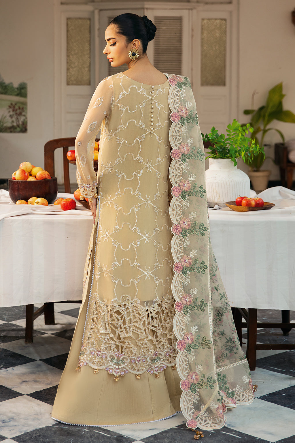 Ramsha | Dastak Luxury Chiffon Collection | Q-105 XS Beige Chiffon