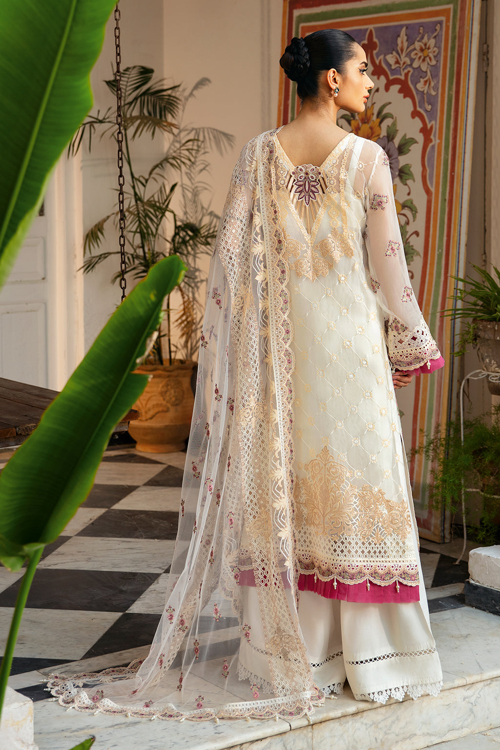 Ramsha | Dastak Luxury Chiffon Collection | Q-107 L Ivory Chiffon