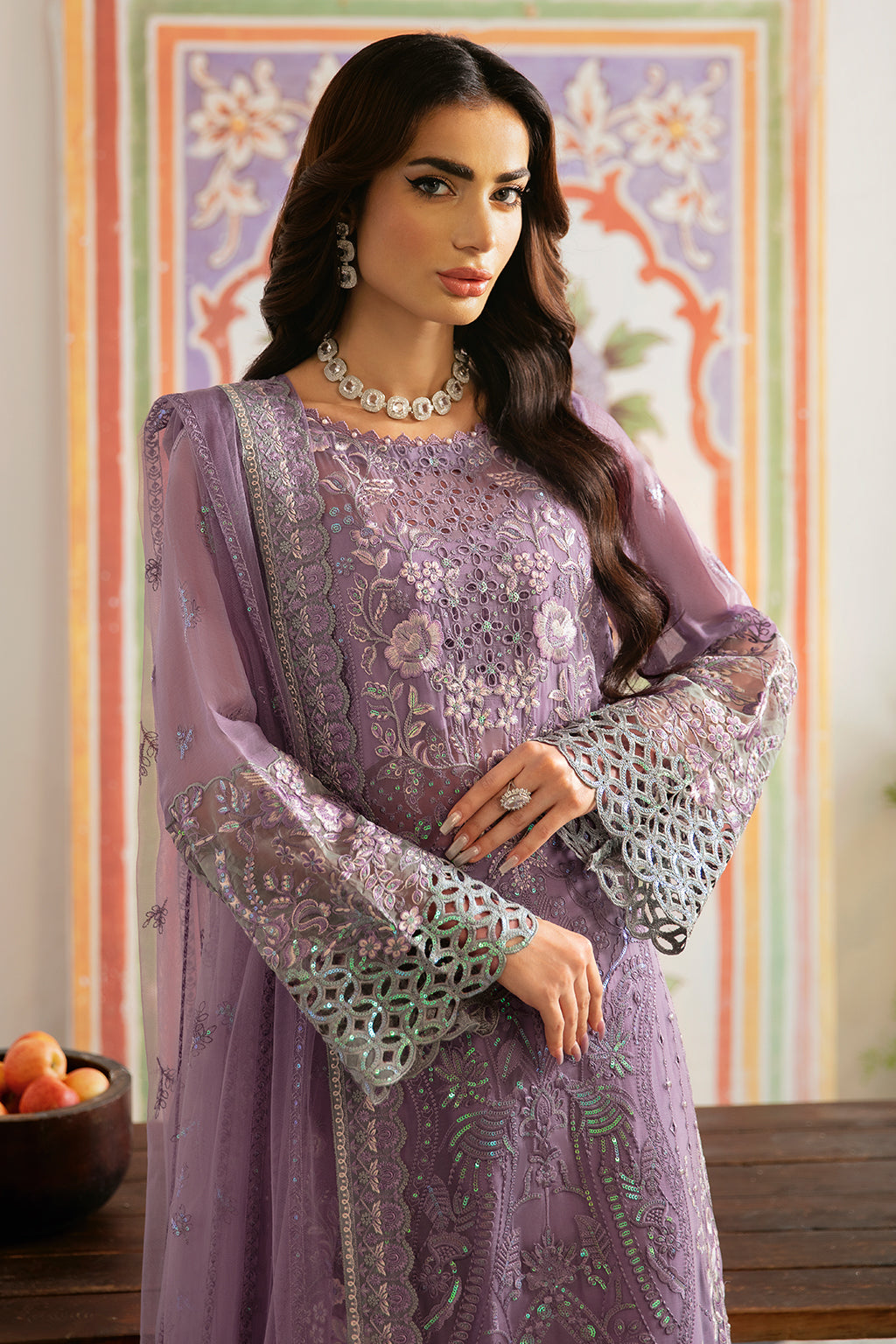 Ramsha | Dastak Luxury Chiffon Collection | Q-108 M Mauve Chiffon
