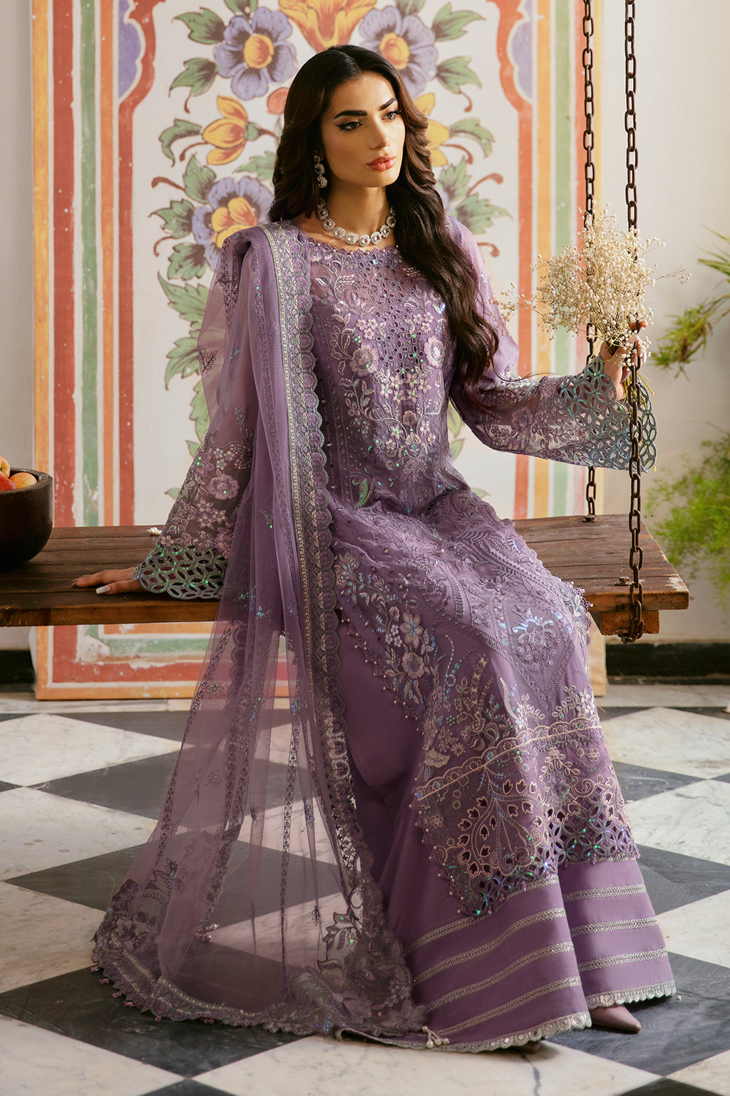 Ramsha | Dastak Luxury Chiffon Collection | Q-108 XL Mauve Chiffon