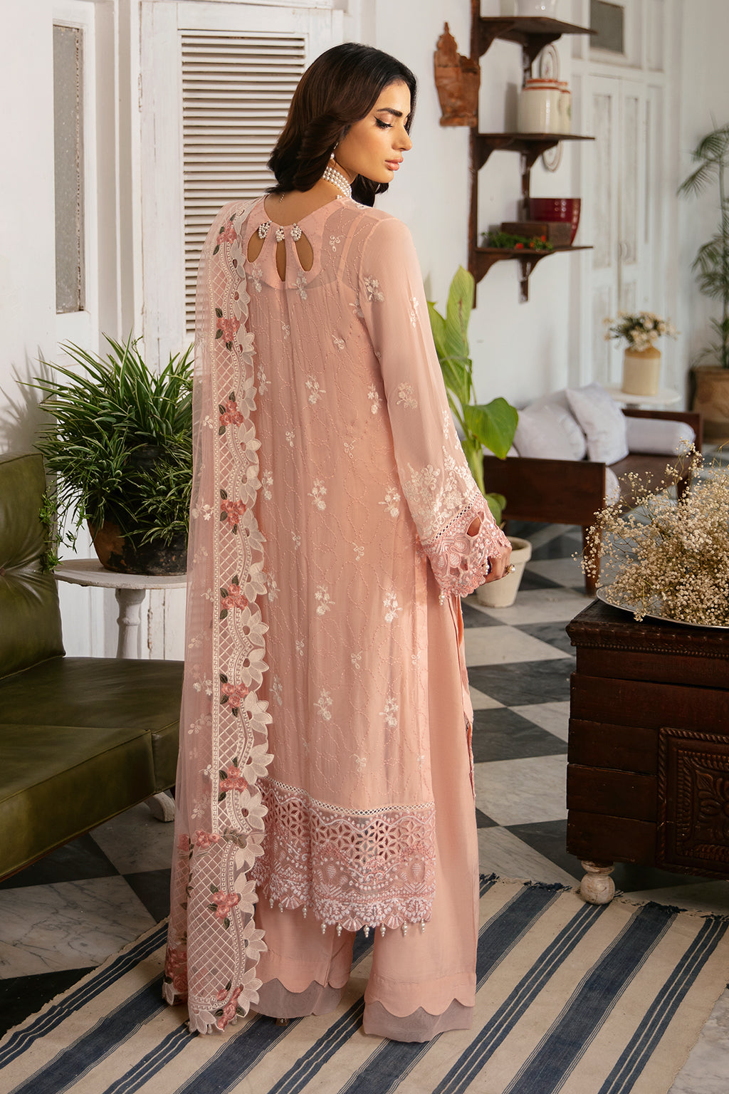 Ramsha | Dastak Luxury Chiffon Collection | Q-101 XS Pale Peach Chiffon