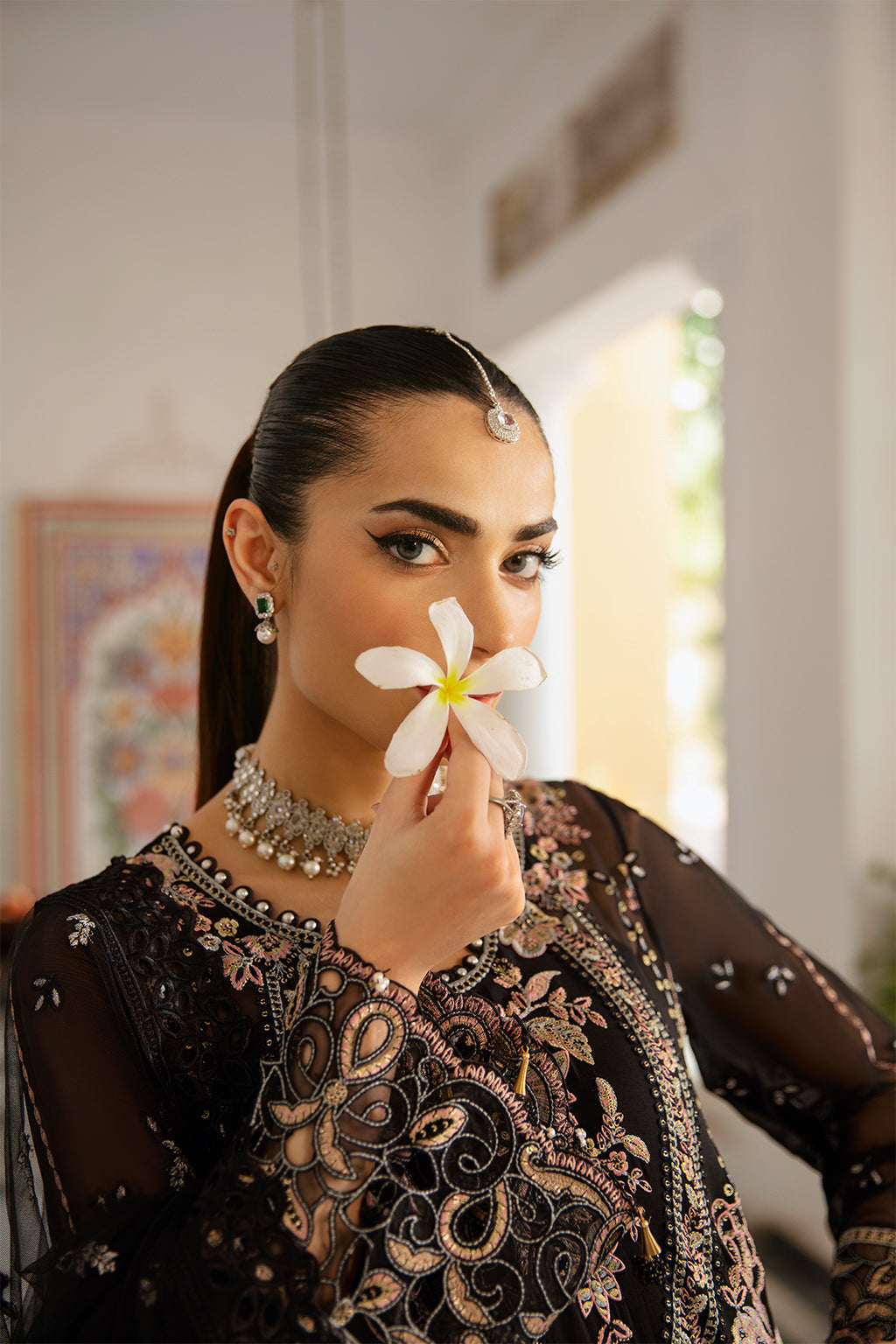 Ramsha | Dastak Luxury Chiffon Collection | Q-106 L Black Chiffon