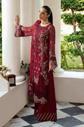 Ramsha | Dastak Luxury Chiffon Collection | Q-103 XL Deep Red Chiffon