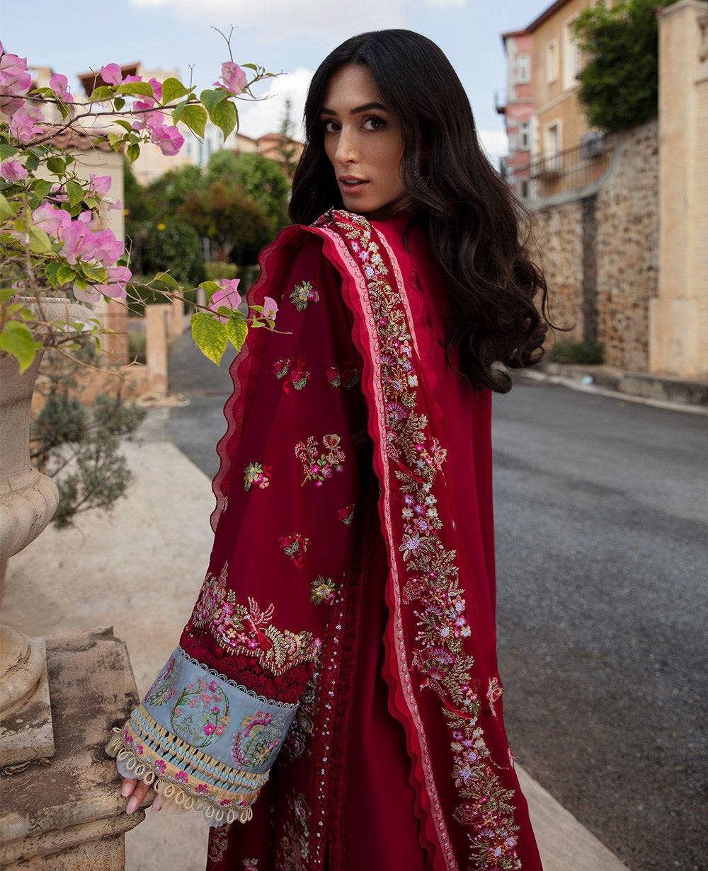 Republic Womenswear | Ilana Eid Luxury Lawn | Rouge - Pakistani Designer Dress - by Republic Womenswear | Type: Luxury - 100% Original at Saira Sultan