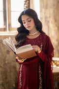 Azure | Ensembles Embroidered Formals | Red Mist M Maroon Chiffon