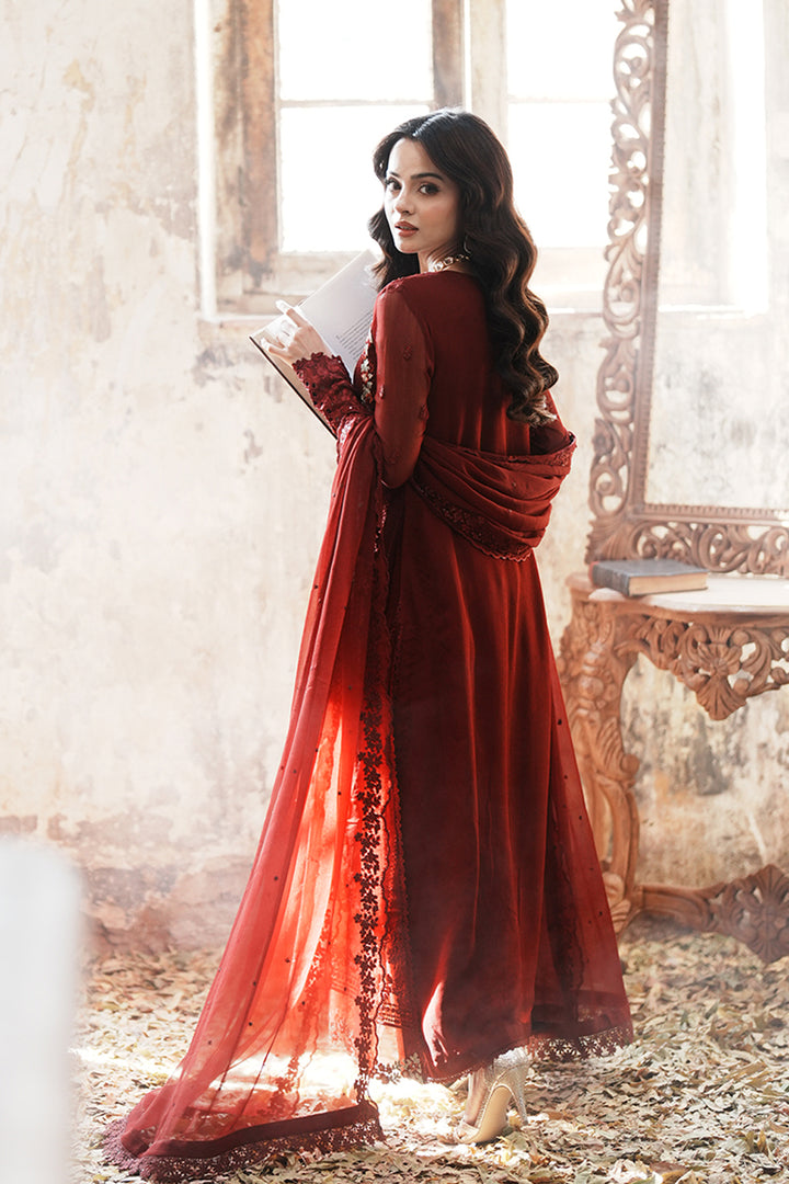Azure | Ensembles Embroidered Formals | Red Mist XS Maroon Chiffon