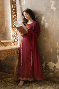 Azure | Ensembles Embroidered Formals | Red Mist L Maroon Chiffon