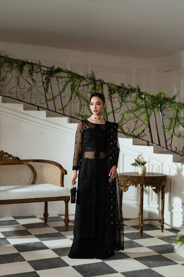 Azzal | Mishri Formals | Roohi XS Black Organza