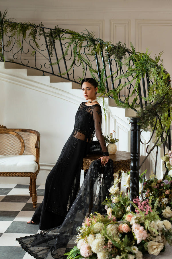 Azzal | Mishri Formals | Roohi Custom Size Black Organza