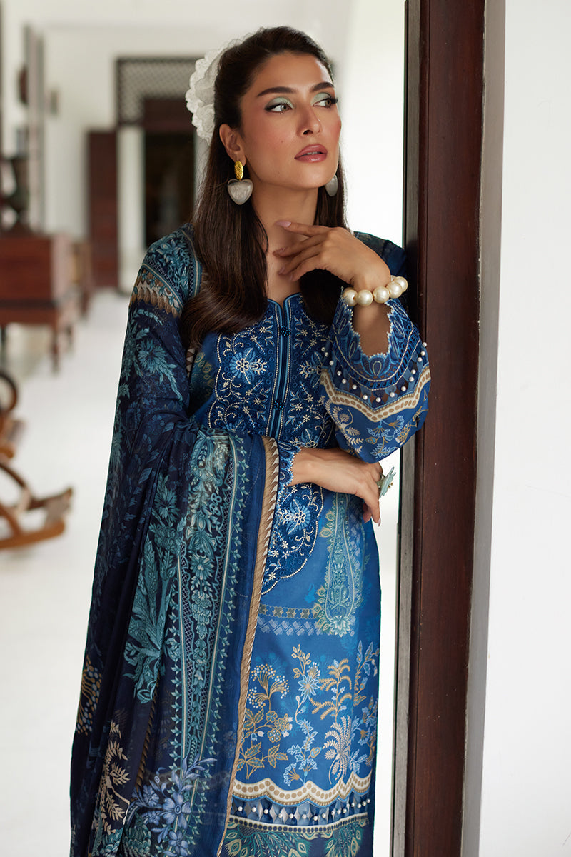 Gulaal | Saffira Lawn 25 | Aadhya Custom Size Blue Lawn