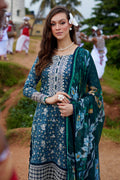 Gulaal | Saffira Lawn 25 | Chloe M Teal Blue Lawn