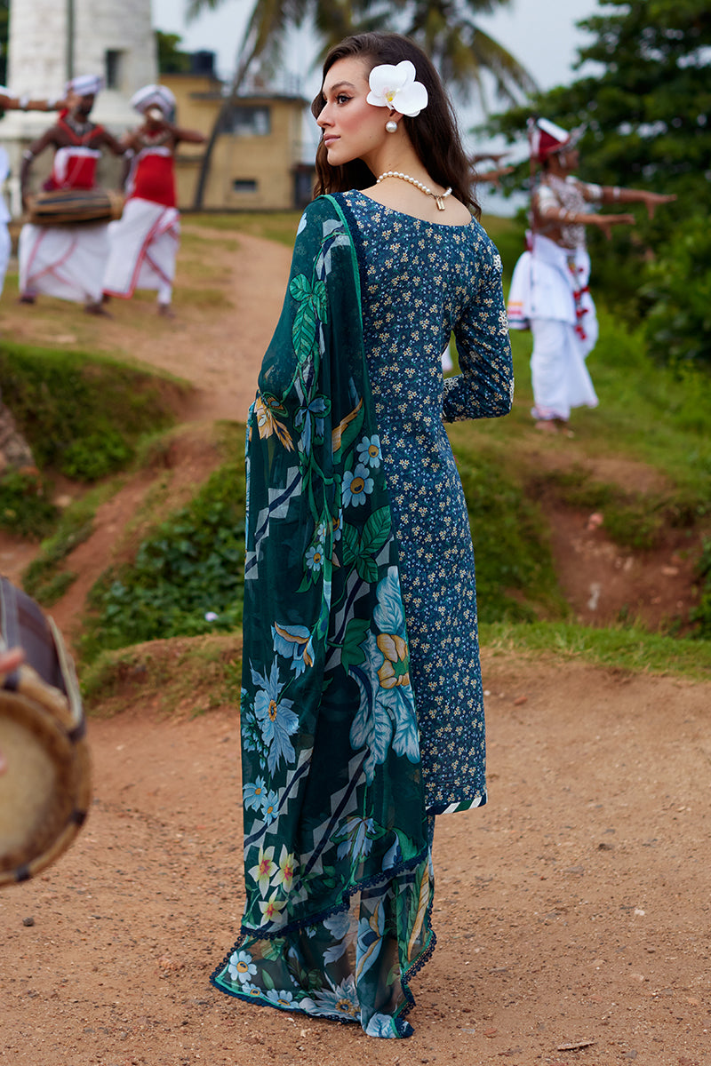 Gulaal | Saffira Lawn 25 | Chloe XS Teal Blue Lawn