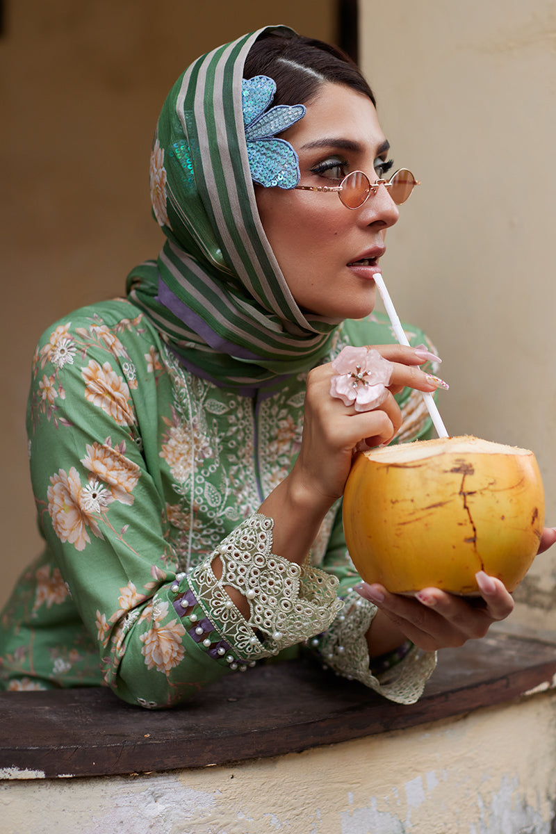 Gulaal | Saffira Lawn 25 | Nora L Greenish Brown Lawn