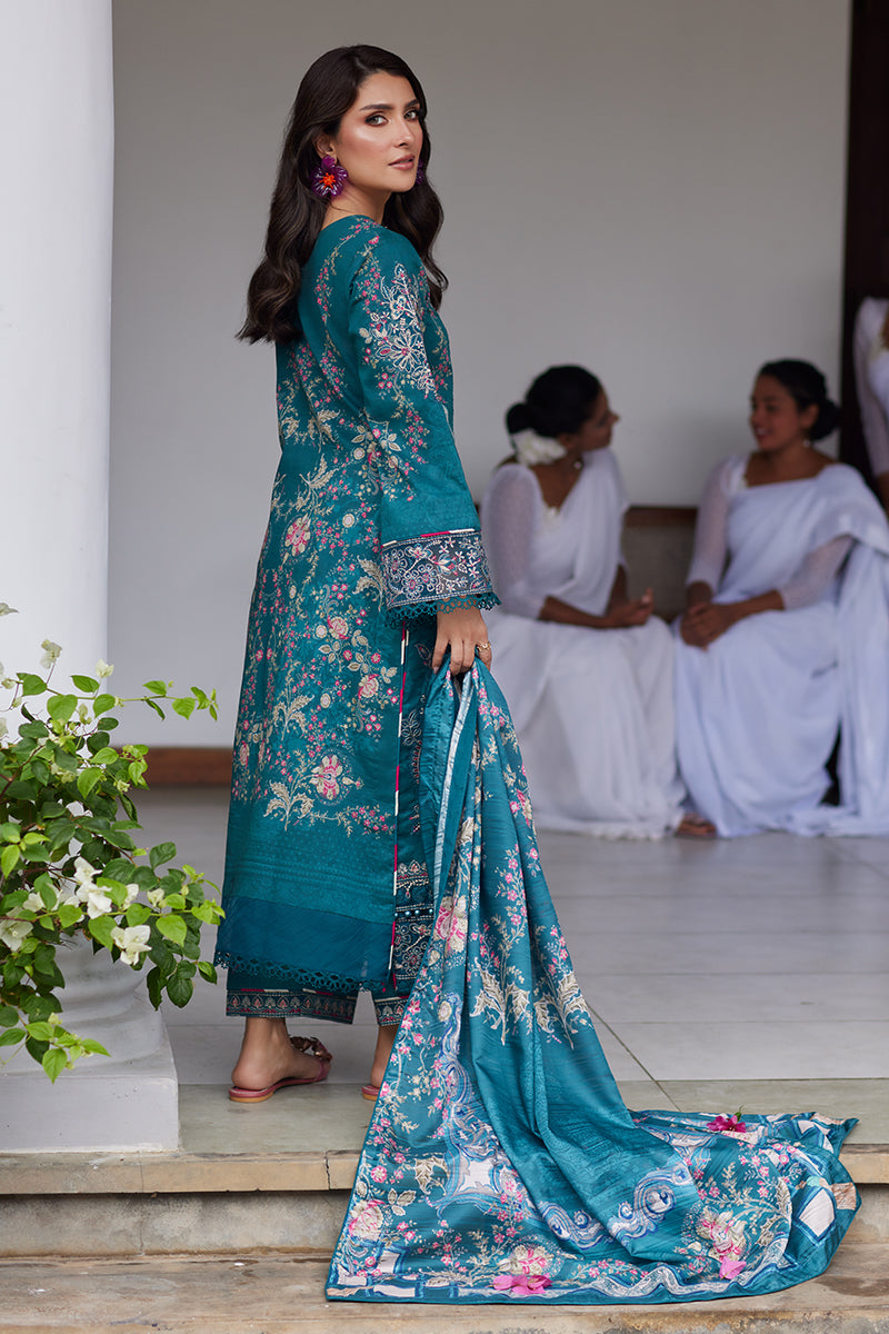 Gulaal | Saffira Lawn 25 | Camila XS Teal Blue Lawn
