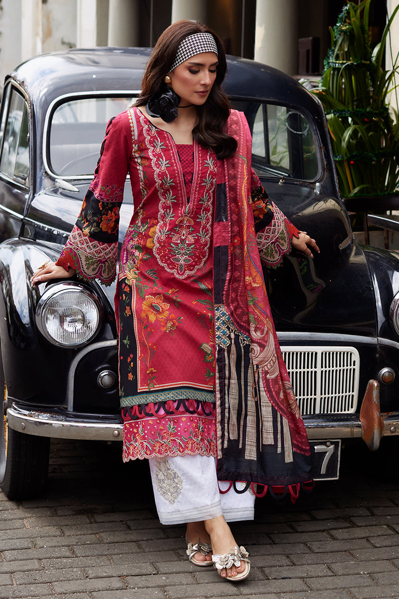 Gulaal | Saffira Lawn 25 | Amelia Custom Size Red Lawn