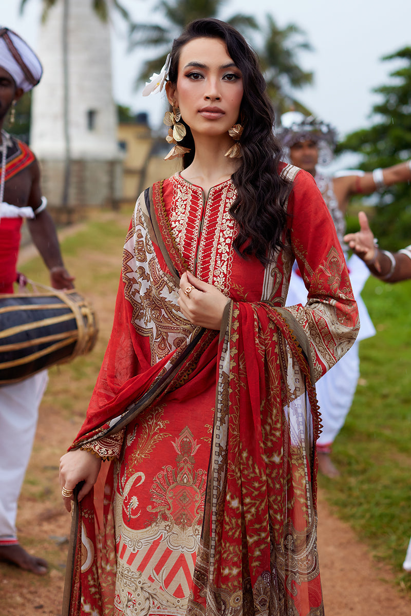 Gulaal | Saffira Lawn 25 | Zhuri XL Red Lawn